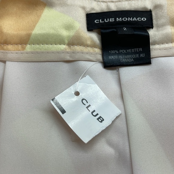 Club Monaco NWT Peach Cream Sunshine Patterned Pleated A-Line Mini Skirt - Picture 5 of 7
